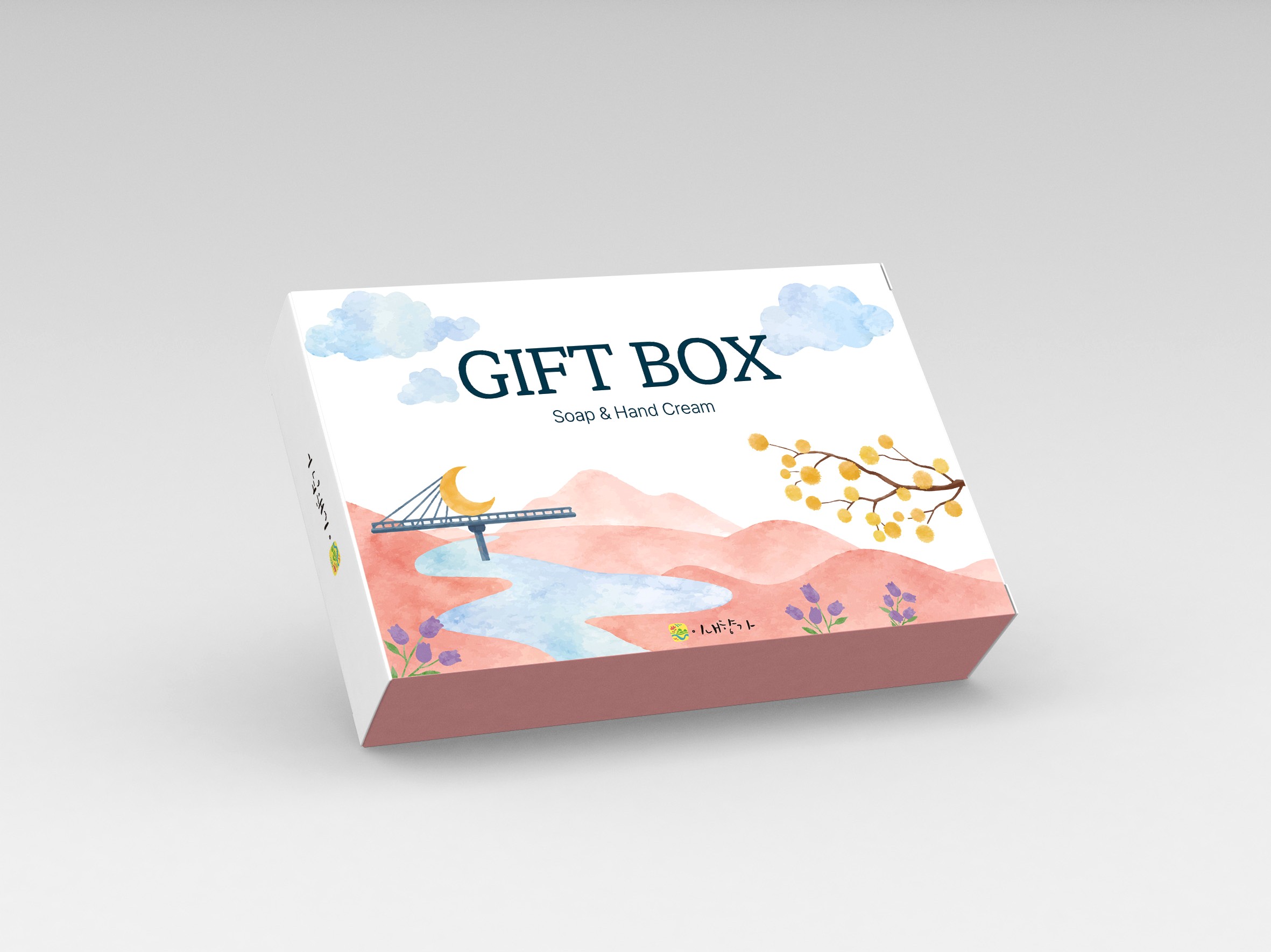 이내향가 GIFT BOX 소프 앤 핸드크림 패키지 앵글 목업