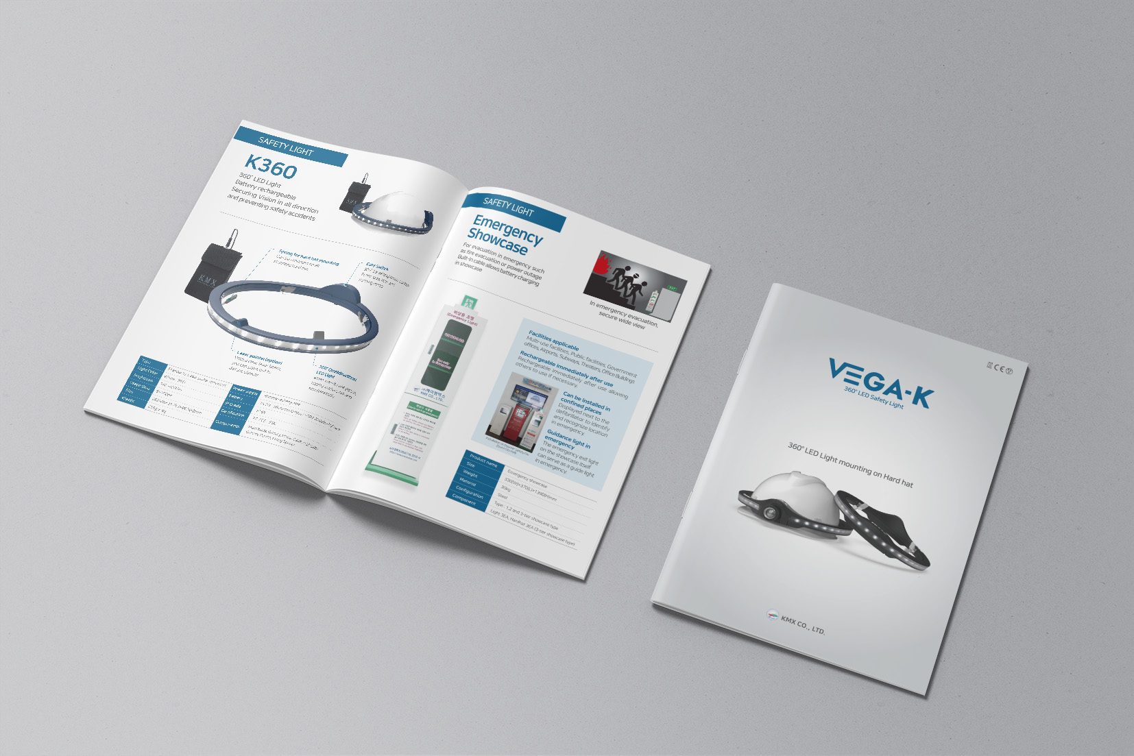 산업안전용품 브로슈어 내지 디자인 VEGA-K LED 헤드랜턴 제품 상세 및 스펙 페이지