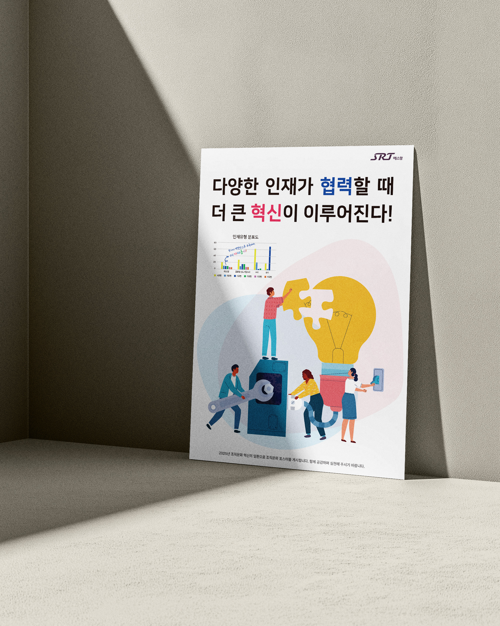수서고속철도 SRT 조직문화 포스터 인쇄물 근접 사이니지 목업