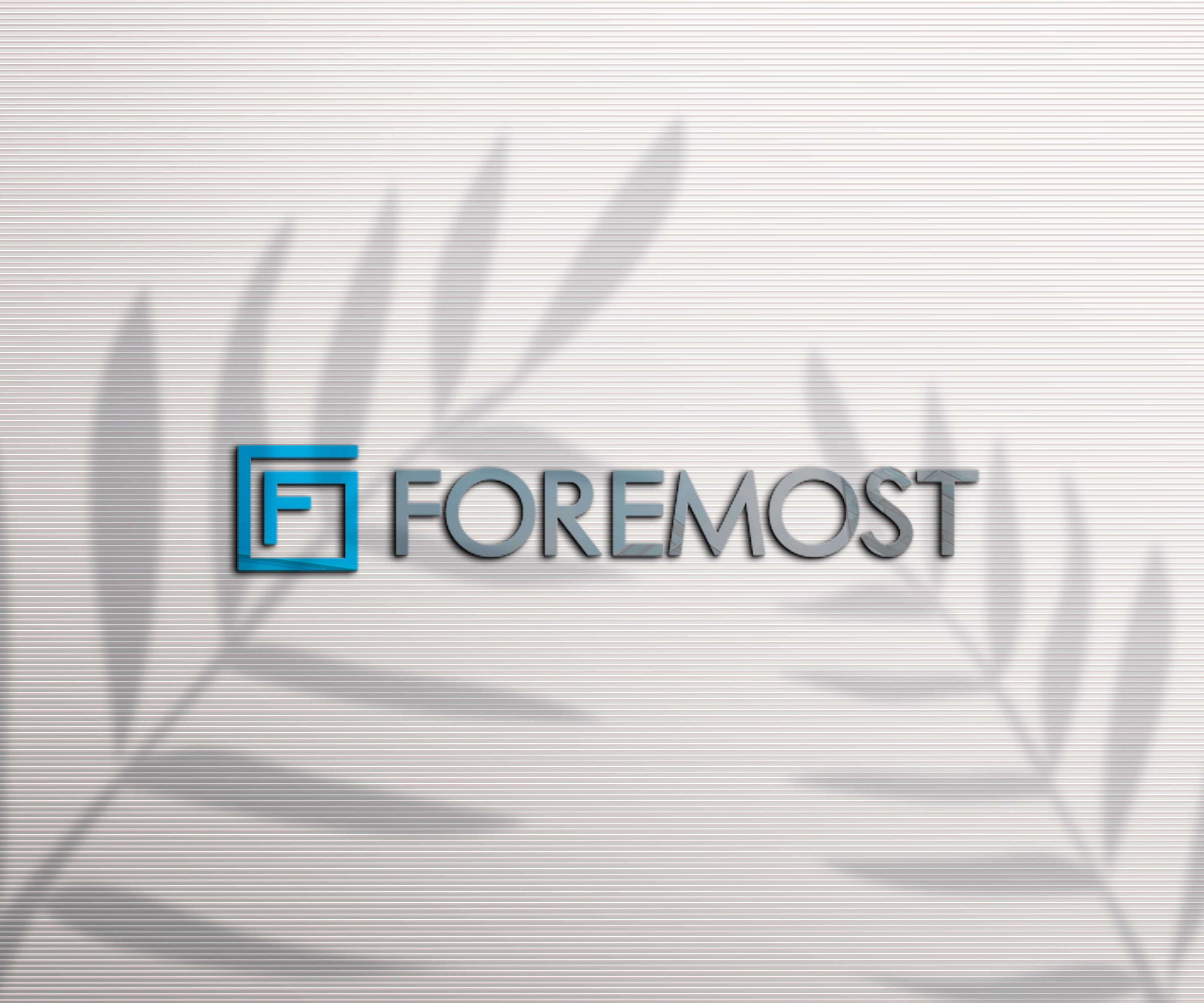 FOREMOST 기업 로고 디자인 - 유리벽 사인물 목업